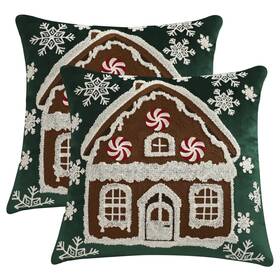 C9-13green Tosleo Christmas Green Pillow Covers 18 X Inch Set Of 2 Velvet Xmas House