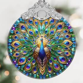 Ayzy-blgs-peacock-bls230 Touber Peacock Christmas Ornament Stained Glass Hanging Tree
