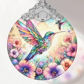 Gxbd-blgs-hummingbird-bls228 Touber Hummingbird Stained Glass Ornament Christmas Ornaments Xmas