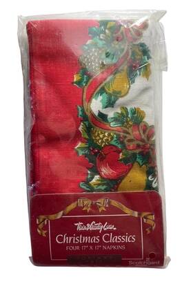 9893 Town And Country Linens Linen Christmas Topiary Tree Napkins Set Of 4 Holiday Dining 17 Inch