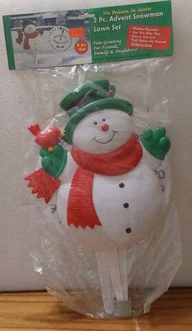 Toy Shoppe 084358037734 Christmas Plastic Yard Stakes Snowman Countdown Advent 2pc Jsny Vintage