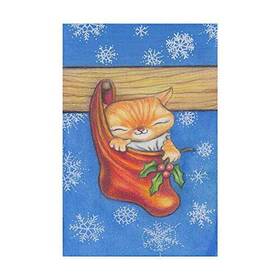 Trademark Fine Art 192664688110 Christmas Stocking Kitty By Cindy Wider 12x19-inch Multicolor