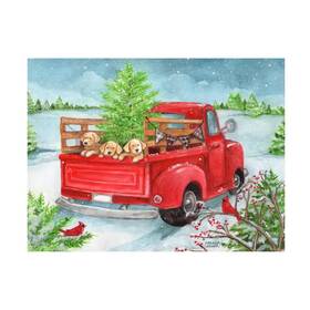 Trademark Fine Art 313031376380 Unframed Home Melinda Hipsher Ftred Truck Christmas Tree And Puppies Snowingft Pho