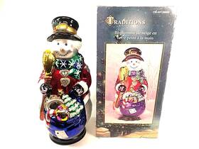 288609 Traditions Hand Painted Glass Snowman 18 Inch Tall Christmas Decoration Vintage