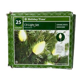 Traditions 882306648694 Holiday Time 25 Indoor Outdoor C-9 Bulb White Christmas Light Set 24 Feet