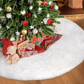 Tranquilbliss 744110871166 Christmas Tree Skirt Fur Burlap Decorations Farmh