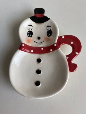 Transpac 885114150144 Johanna Parker Snowman Spoon Rest Retro Christmas Holiday Decor New