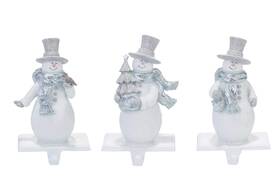 Transpac 885114165070 Snowman Winter White 8 X 5 Resin Stone Christmas Stocking Holders Se