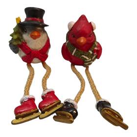 Transpac 885114215768 Lot 2 Red Cardinal Shelf Sitter Dangle Leg Christmas Decor Holiday Ornament Bird