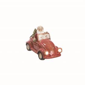 Transpac 885114521302 Ceramic Multicolor Christmas Light Up Santa Car Red Traditional