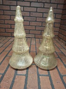 Transpac 885114604173 Glass Christmas Light Up Tree 15 Inch Inches Battery Operated Color Changing