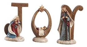 X5618 Transpac Resin 6.25 Inch Multicolor Christmas Joy Nativity Set Of 3
