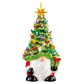 Treayes Kjsdfdf-2514 Lighted Christmas Gnome Tree 8 Inch Faceless Old Man Ceramic Decor With Mult