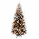 Tree-49197 Trees 7.5 Ft Artificial Christmas Tree Prelit Snow Ligts Metal Stand Living Room Decor 9320689549197