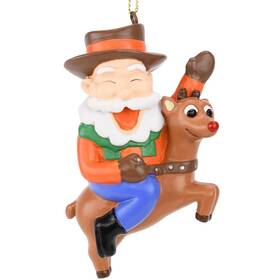 Tree Buddees 035127239620 Cowboy Santa Riding Rudolph Christmas Ornament