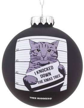 Tree Buddees 090222995901 Mugshot Knocked Down The Xmas Funny Glass Christmas Ornament