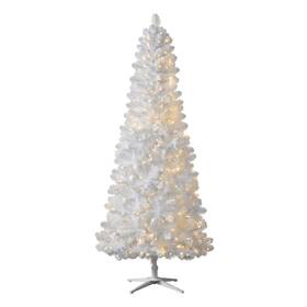 2810396-u-a Treetopia All Snowed In White 8 Ft Prelit Slim Christmas Tree With Stand Open Box