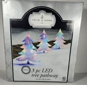 Trim A Home 029944496465 Set Of 3 Christmas Led Tree Pathway Marker Lights Outdoor 10in Tall
