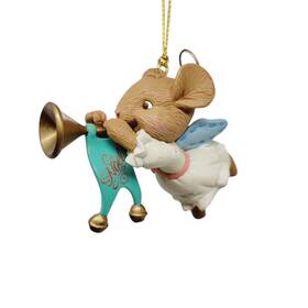 0493 Trim A Home Angel Mouse Playing Horn Christmas Ornament Tree Charm 1978