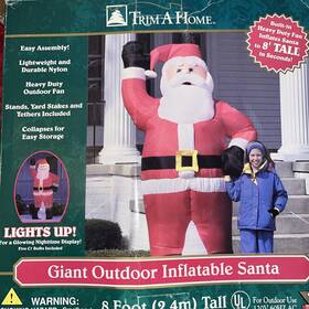 Trim A Home 086786149867 Santa Claus Vintage Inflatable Christmas Large 8 Foot Light Up Plug In - Tested