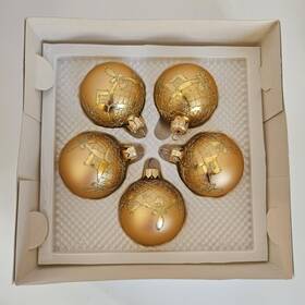 Trim A Home 789199510247 European Glass Christmas Ornaments 5 Satin Gold Hand Blown 2 Inch Balls Glitter
