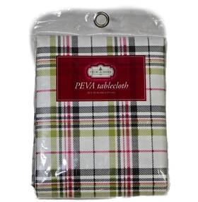 Trim A Home 972116780081 Plaid 52 X 70 177cm Peva Christmas White Multicolor Tablecloth New