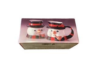 Trimmings Etc. 400803500033 Ceramic Christmas Snowman Pipe Sugar And Creamer Set Original Box