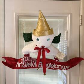 T24bin009hd Trimsetter Plush Mr Bingle With Jingle Jangle Banner Window Or Door Christmas Decoration