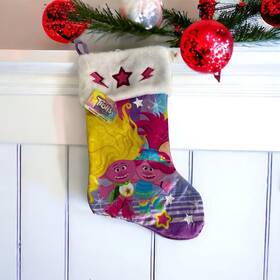 Trolls 193849011167 Christmas Stocking 20 Inch Velour Purple Pink Holiday New