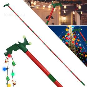 Ext-pole1 Tryitsbest Christmas Light Hanger Pole With Utility Hook 3-14.5 Ft Long Red Green