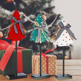 Tshflysnb 731041976442 3 Pcs Wooden Christmas Tree Tabletop Decor Tall Standing Tier