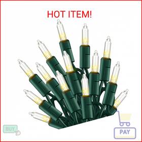 Tw Shine 799174140222 Warm White Christmas Lights Outdoor 20ft 100 Count Incandescent Christ