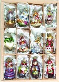 Twelve Days Of Christmas Glass Ornaments Set 12 By Inge Glas Germany 2inch-4inch
