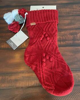 Ugg 008889315444 Koolaburra By Beth Red Cable Knit Christmas Holiday Stocking 12 Inch X 21 Nwt