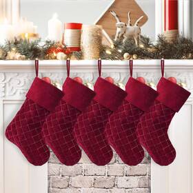 Quilted5-uc Ugiftcorner Christmas Stockings 5 Pack Red Velvet Luxury With Quilted Cu