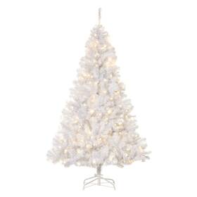Uirio 732845922963 6ft Pvc Pre-lit Full Artificial Christmas Tree Metal Stand White Xmas Decoration