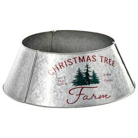 Uirio 732845939398 Christmas Tree Collar Steel Ring Skirt Decor With Print 26 Inch Base Silver