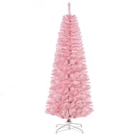 Us01-830388v01 Uirio 6ft Slim Artificial Pink Flocked Christmas Tree Pencil Xmas Decoration Clearance