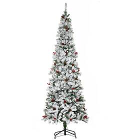 Us01-830547v01gn Uirio 7.5ft Pencil Snow Flocked Artificial Christmas Tree 600 Pine Realistic Branches