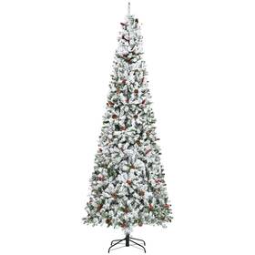 Us01-830547v02gn Uirio 9ft Pencil Snow Flocked Artificial Christmas Tree Slim Xmas Indoor Decoration