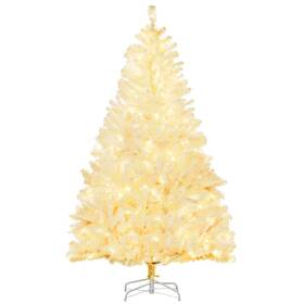 Us01-830744v80wt Uirio 6ft Pre-lit Artificial White Christmas Tree Warm Led Lights Auto-open
