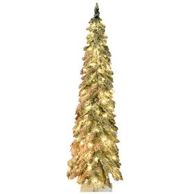 Us01-830748v81gn Uirio 5ft Artificial Slim Christmas Trees Xmas With Snow Frosted Branches Warm White