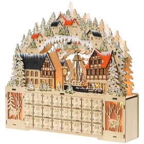 Us01-830883v80nd Uirio Wooden Christmas Advent Calendar With 24 Fillable Countdown Drawers Led Lights