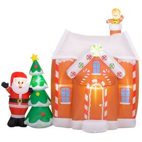 Us01-844953v80mx Uirio 7ft Giant Inflatable Gingerbread House Led Christmas Blow-up Yard Decoration