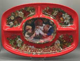 Ullman Co. 077798551151 Vintage Christmas Holiday Plastic Divided Serving Tray/ Candy Tray 18x13