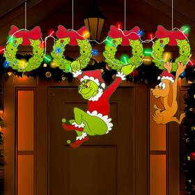 Ulthool 717352961339 Outdoor Christmas Fence Decorations 6pcs Light Up Peeker Signs