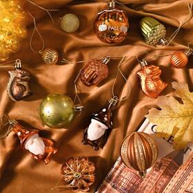 H1900-059 Una1 Thanksgiving Christmas Tree Decorations Ornaments Home Indoor 40ct Gnome Harvest