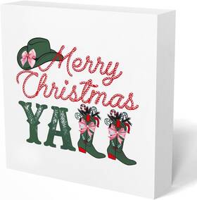 447-ax-mh Uncdlv Western Christmas Decorations Merry Yall Cowgirl