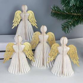 Uniideco 085353962571 4pcs Christmas Party Decorations Paper Angel Honeycomb Orname