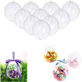 Uniqled 747380959565 3.54 Inch /90mm Clear Plastic Fillable Christmas Diy Craft Ball Ornament - Pack Of 10